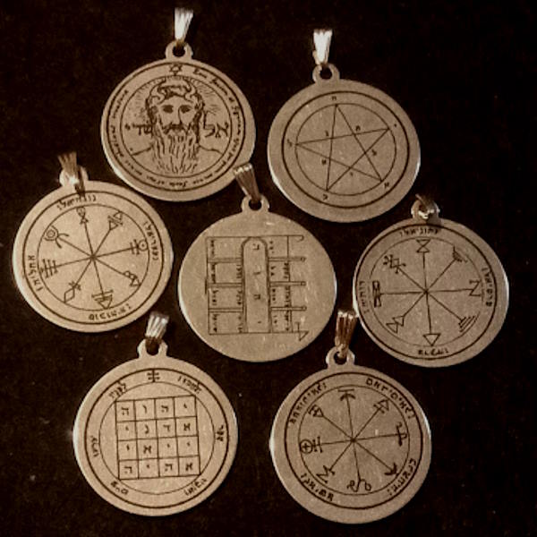 Pentacles of Solomon Pendants - 30mm silver tone